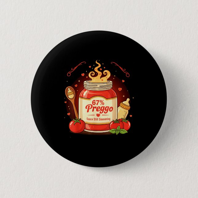 Preggo Sauce Pasta Pregnancy Announcement Funny 67 6 Cm Round Badge (Front)