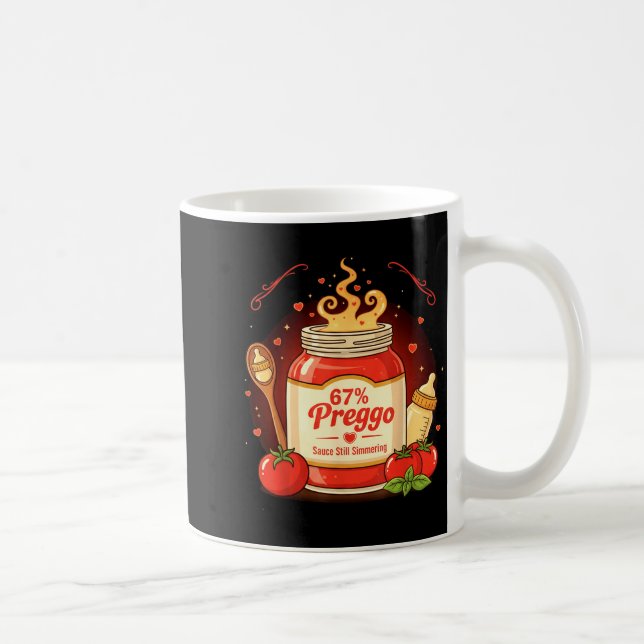 Preggo Sauce Pasta Pregnancy Announcement Funny 67 Coffee Mug (Right)