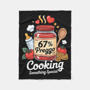 Preggo Sauce Pasta Pregnancy Announcement Funny 67 Fleece Blanket