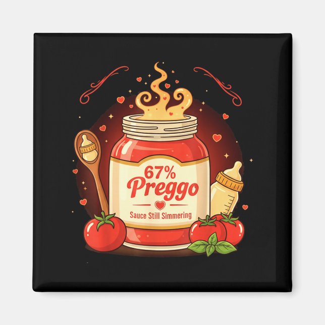Preggo Sauce Pasta Pregnancy Announcement Funny 67 Magnet (Front)