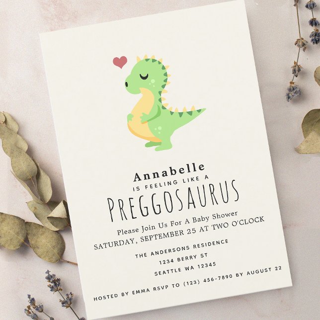 Preggosaurus Cute Dinosaur Baby shower Invitation (Creator Uploaded)