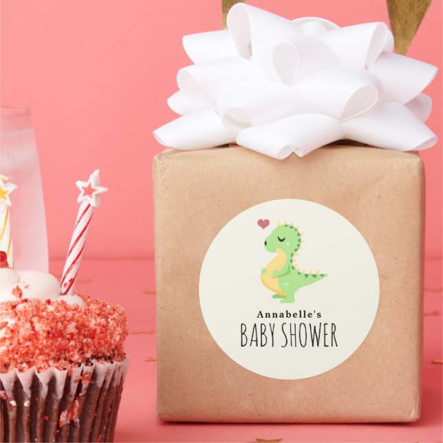 Preggosaurus Cute Dinosaur Baby shower Sticker (Party)