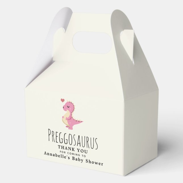 Preggosaurus Cute Dinosaur Girl Baby shower Favour Box (Front)