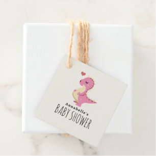 Preggosaurus Cute Dinosaur Girl Baby Shower Favour Tags
