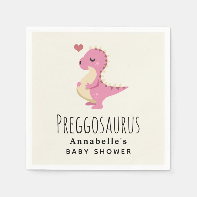 Preggosaurus Cute Dinosaur Girl  Baby shower Napkin (Front)