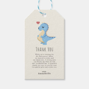 Preggosaurus Dinosaur Boy Baby Shower Thank You Gift Tags