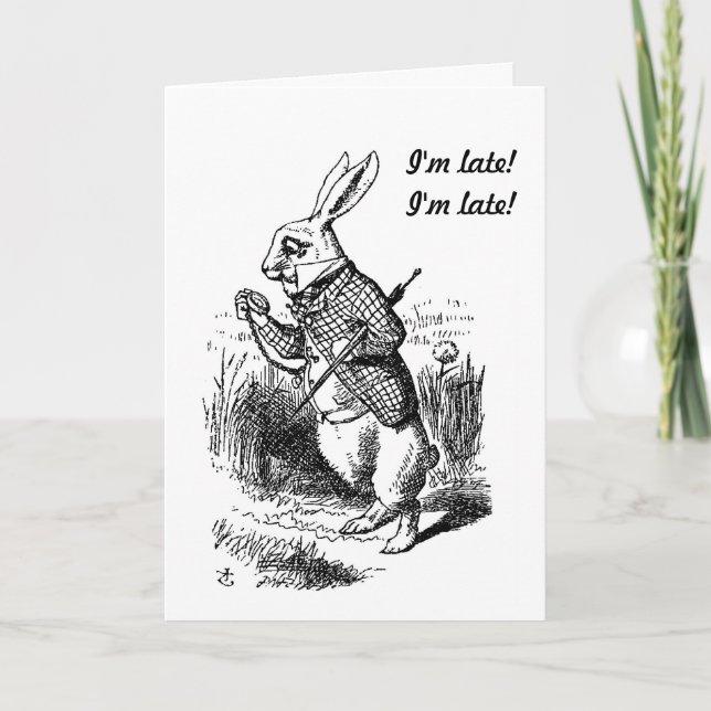 Pregnancy - Alice in Wonderland White Rabbit Card (Front)