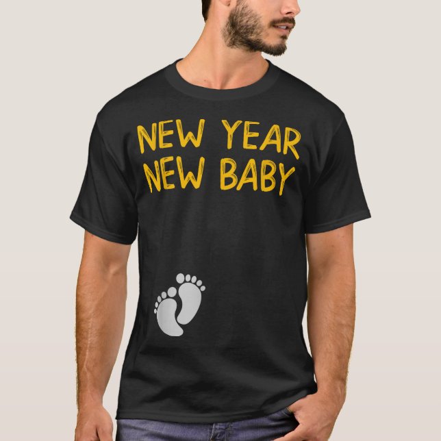 Pregnancy Announcemen - New Year New Baby  T-Shirt (Front)