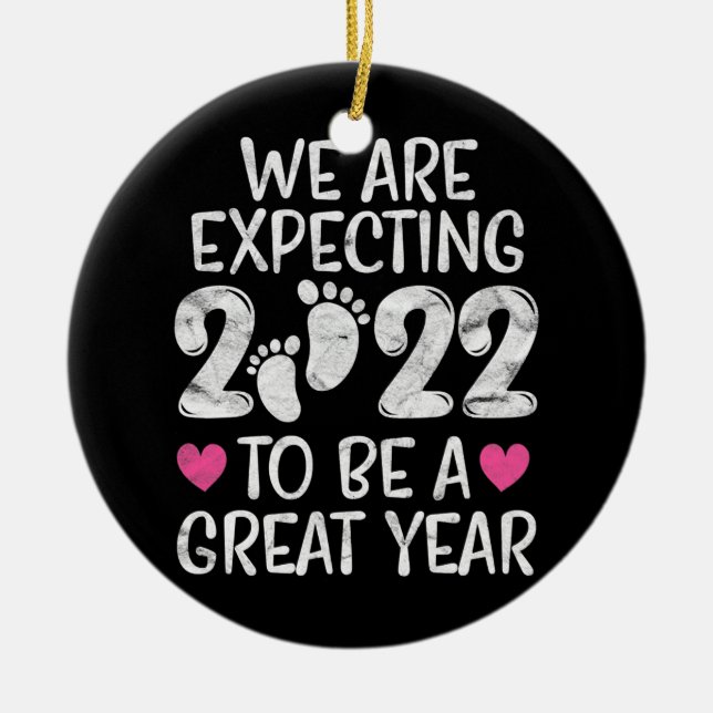 Pregnancy Announcement 2022 Mum Dad to be Baby Ceramic Tree Decoration (Front)