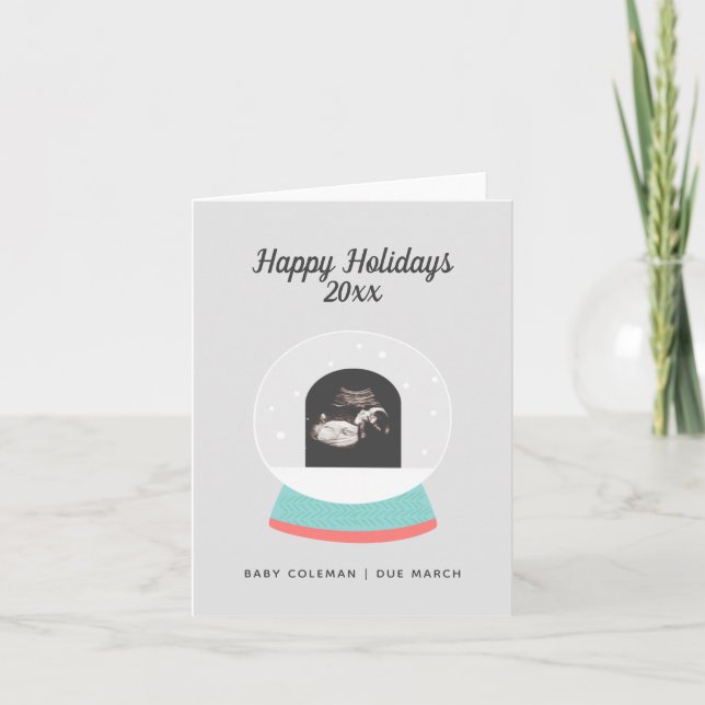 Pregnancy Announcement Baby Sonogram Holiday Card (Front)