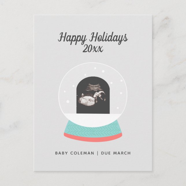 Pregnancy Announcement Baby Sonogram Holiday Card (Front)