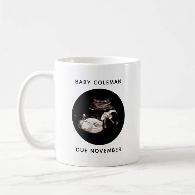 Pregnancy Announcement Baby Sonogram Photo Coffee Mug (Left)