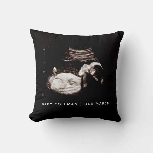 Pregnancy Announcement Baby Sonogram Photo Cushion (Front)