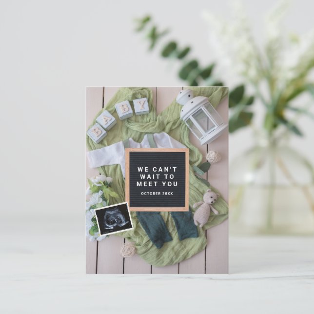 Pregnancy Announcement Baby Welcoming card, Gender Postcard (Standing Front)