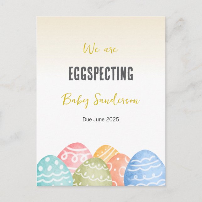 Pregnancy Announcement Card, Eggspecting  (Front)