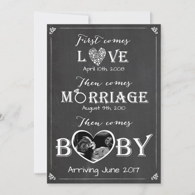Pregnancy announcement card Love Marriage Baby (Front)