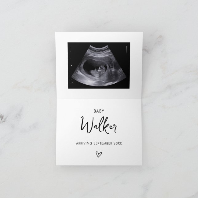Pregnancy Announcement Card Ultrasound Hello (Inside)
