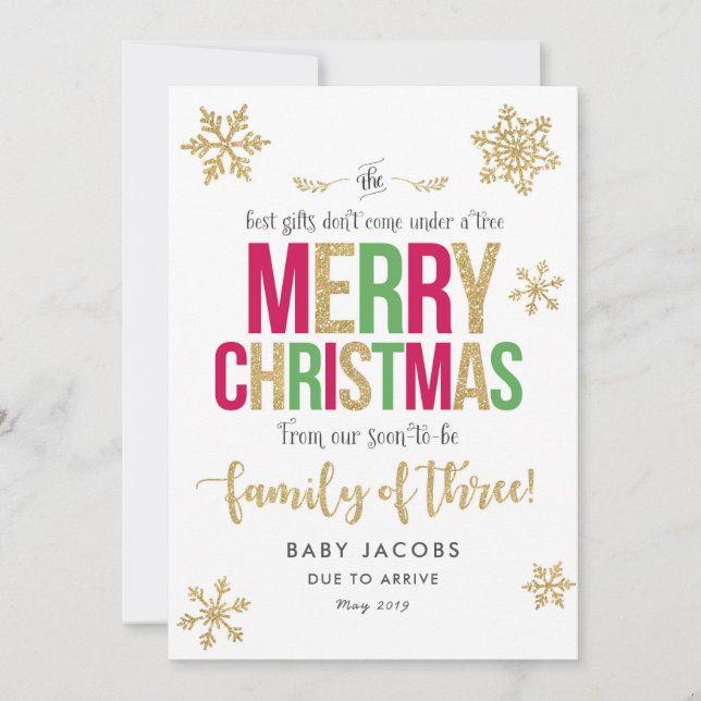 Pregnancy Announcement Christmas Card Simple Frame (Front)