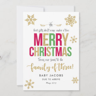 Pregnancy Announcement Christmas Card Simple Frame