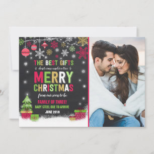 Pregnancy Announcement Christmas Photo Card Red