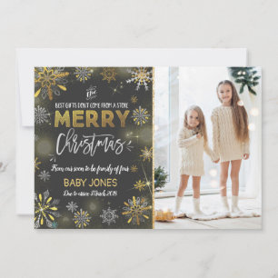 Pregnancy Announcement Christmas Photo Card Rustic