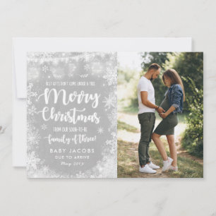 Pregnancy Announcement Christmas Photo Card Rustic