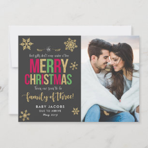 Pregnancy Announcement Christmas Photo Card Simple