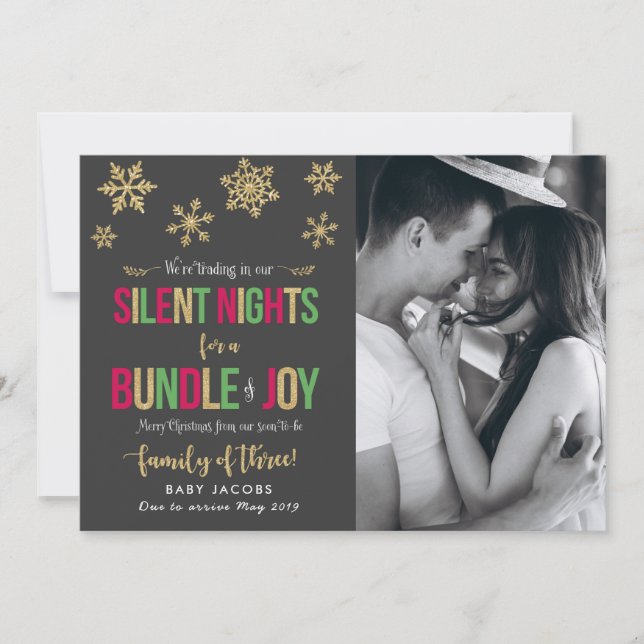 Pregnancy Announcement Christmas Photo Card Simple (Front)