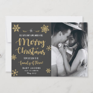 Pregnancy Announcement Christmas Photo Card Simple