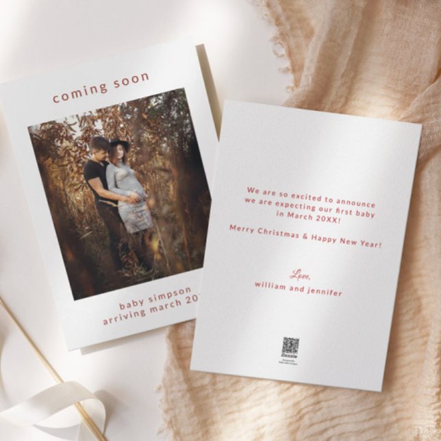 Pregnancy Announcement Coming Soon Holiday Card (Creator Uploaded)