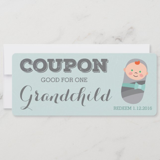 Pregnancy Announcement Coupon for Grandchild (Front)