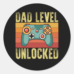 Pregnancy Announcement Dad Level Unlocked New Dad Classic Round Sticker