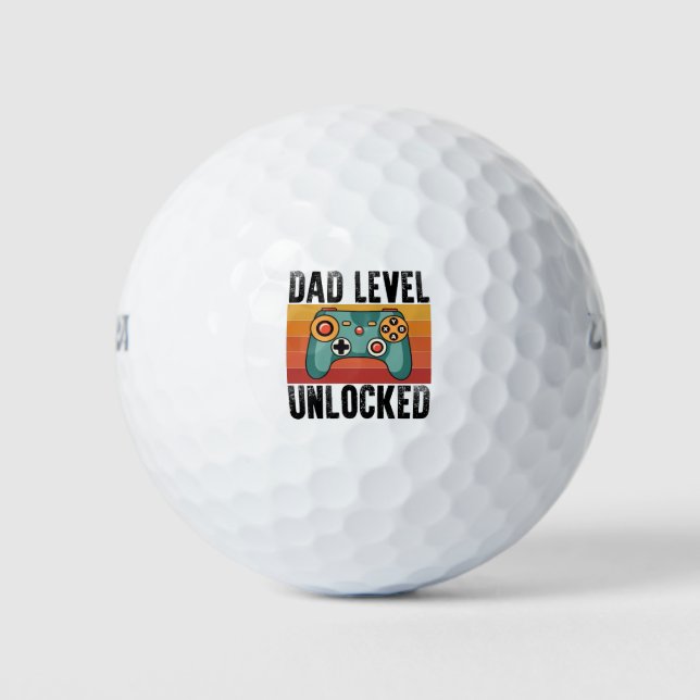Pregnancy Announcement Dad Level Unlocked New Dad Golf Balls (Front)