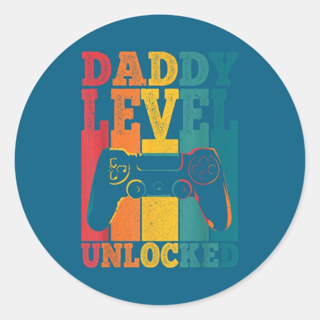 Pregnancy Announcement Dad Level Unlocked New Dadd Classic Round Sticker (Front)