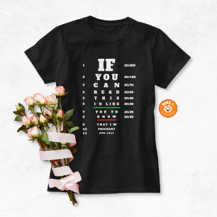 Pregnancy Announcement Eye Chart Themed Black T-Shirt