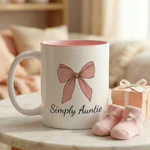 Pregnancy Announcement Gift For Aunt Bow Two-Tone Coffee Mug