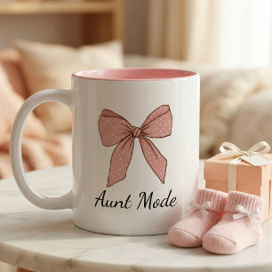 Pregnancy Announcement Gift For Aunt Bow Two-Tone Coffee Mug