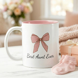 Pregnancy Announcement Gift For Aunt Bow Two-Tone Coffee Mug