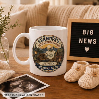 Pregnancy Announcement Gift for Grandpa Camping Coffee Mug