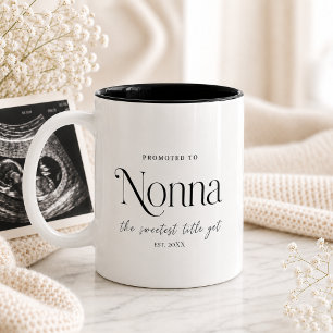 Pregnancy Announcement Gift for Nonna Two-Tone Coffee Mug