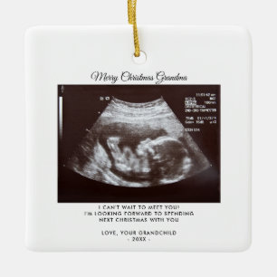 Pregnancy Announcement Grandma Christmas Holiday Ceramic Ornament