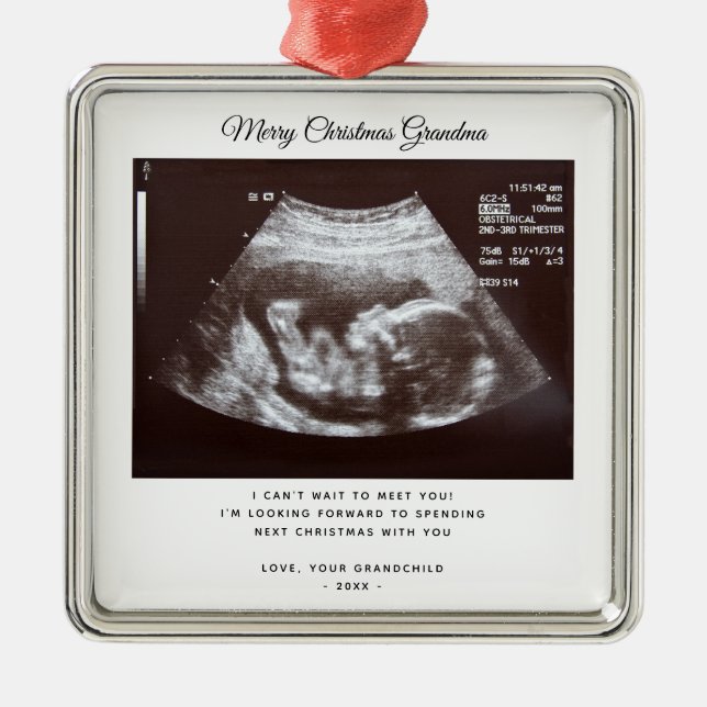 Pregnancy Announcement Grandma Christmas Holiday Metal Tree Decoration (Front)