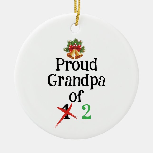Pregnancy announcement grandpa ceramic tree decoration (Front)