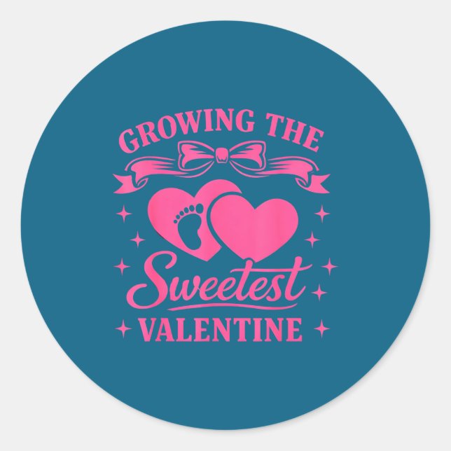 Pregnancy Announcement Growing The Sweetest Valent Classic Round Sticker (Front)