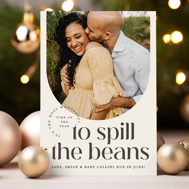 Pregnancy Announcement Holiday Card - Spill Beans (Creator Uploaded)