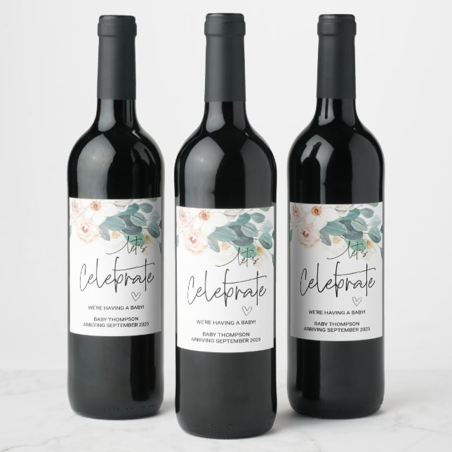 Pregnancy Announcement Lets Celebrate Im Pregnant  Wine Label (Bottles)