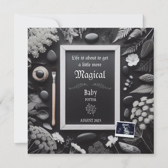 Pregnancy Announcement Magical Black Theme (Front)