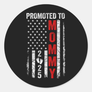 Pregnancy Announcement Mom Est 2025 Matching Patri Classic Round Sticker