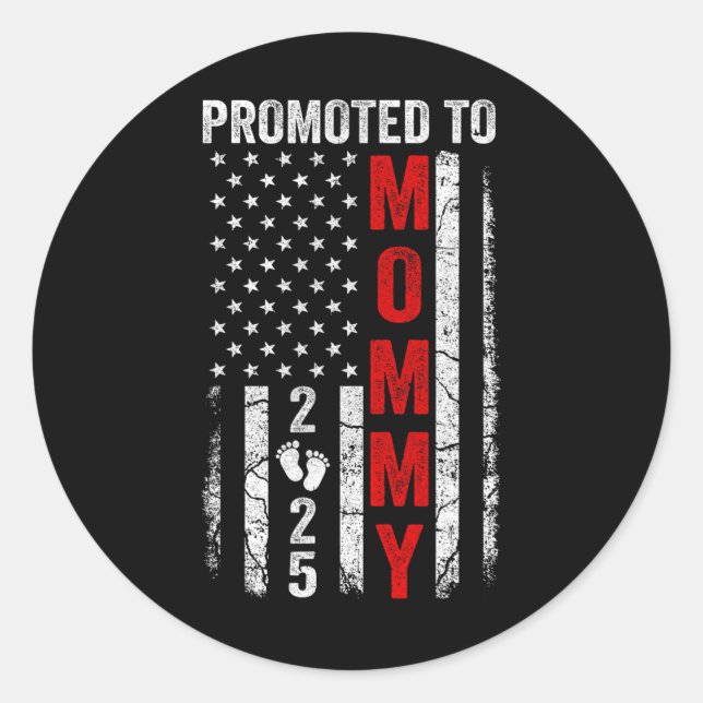 Pregnancy Announcement Mom Est 2025 Matching Patri Classic Round Sticker (Front)