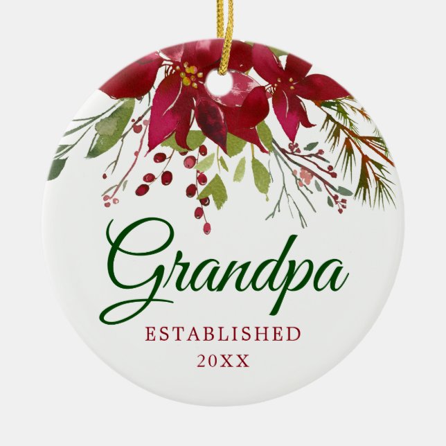 Pregnancy Announcement | New Grandpa Gift Ceramic Tree Decoration (Front)